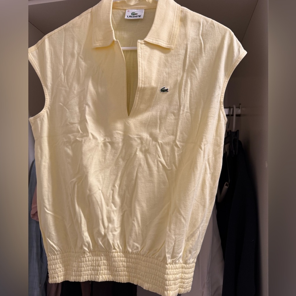 Lacoste yellow Polo Shirt Relaxed Ribbed Collar sleeveless